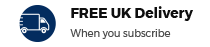 Free UK delivery when you subscribe – text with delivery van icon